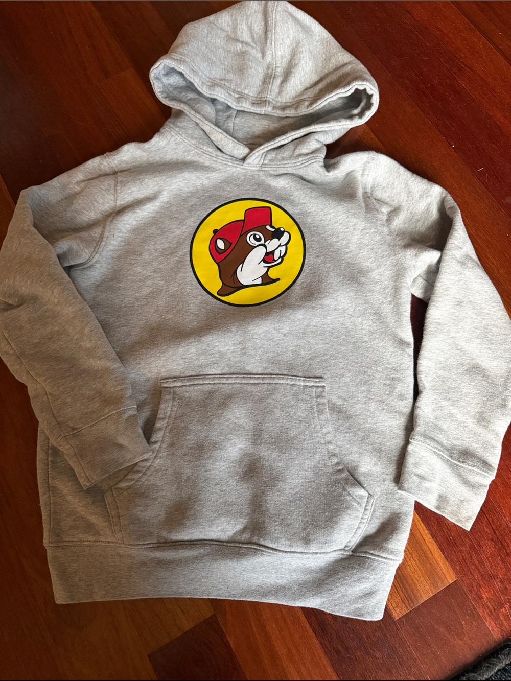 Gray Hoodie with Yellow & Red Buc-ee's Logo